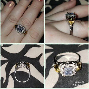 Size 9 Floral skull ring